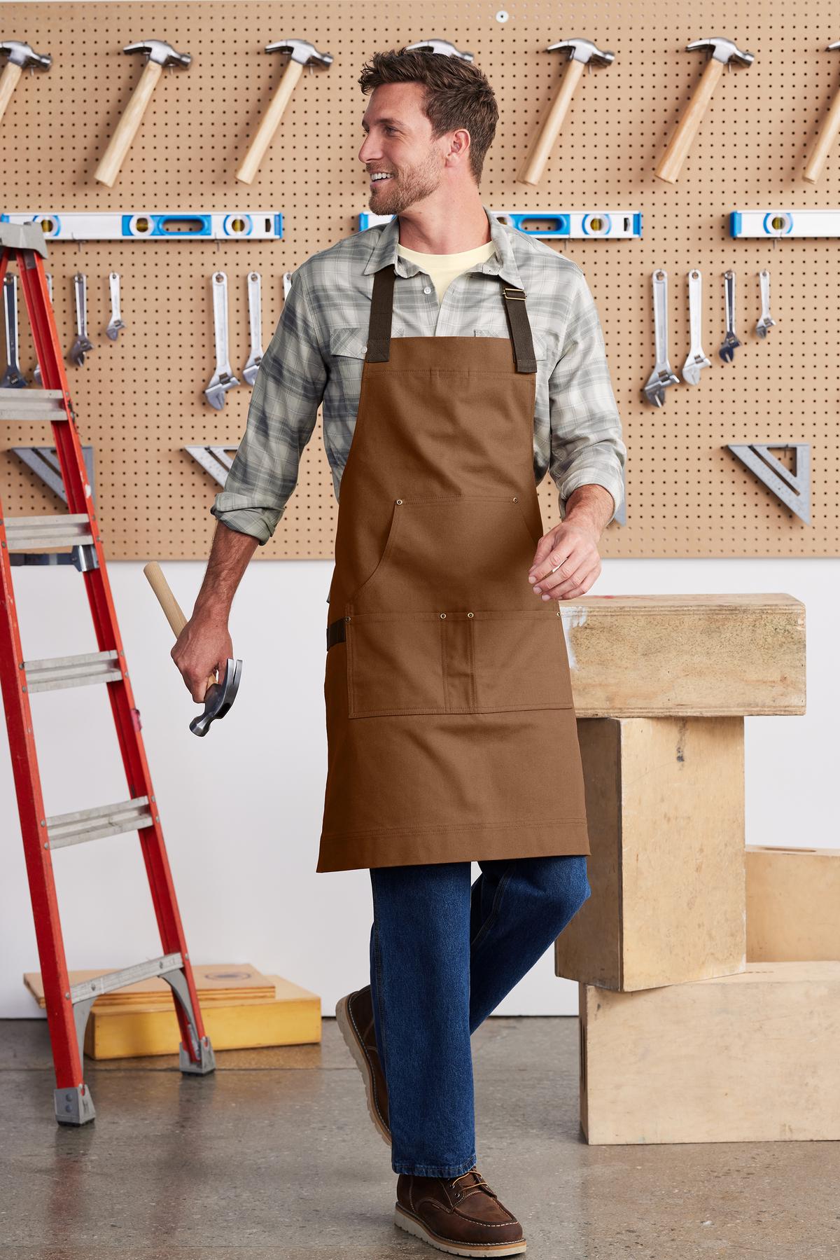 Personalized Apron Cotton Duck Bib, Large Pockets for Tools, Custom Mens Apron, Durable Shop Handyman, Crafts