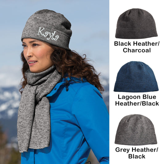 Personalized Beanie Cap Fleece Heather Knit, Monogrammed, Mom Gift, Sports Gift, School Gift, Winter Headband, Sweater Material