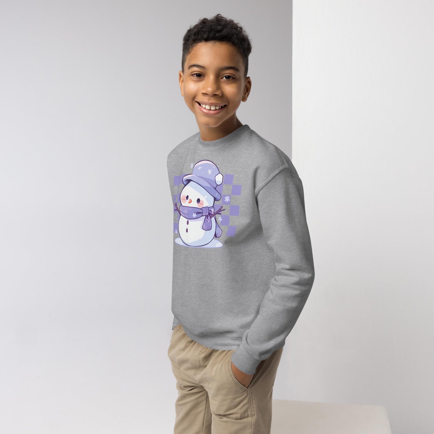 Kids Christmas Snowman Sweatshirt, Checkered Xmas Sweater, Christmas Season Gifts, Christmas Gift, Xmas Sweatshirt, Christmas Kids Gift