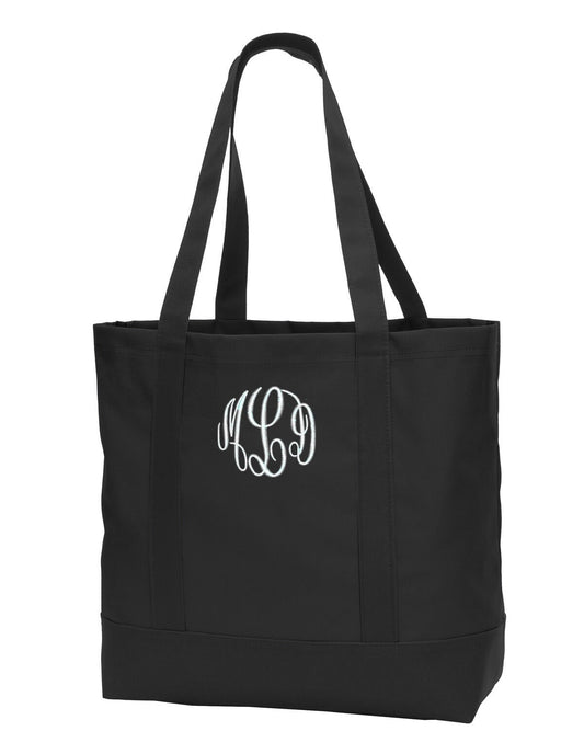Monogrammed Black Tote Bag, Custom Tote Bag, Bridesmaid Gift, Bachelorette Party Gift, Teacher, Embroidered Initials of Your Choice