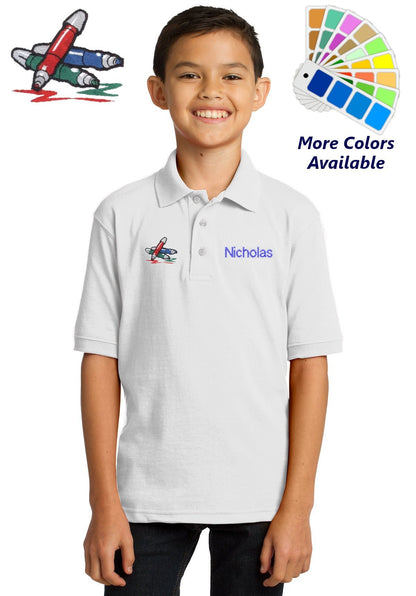 Personalized Kids Polo Shirt Embroidered Markers Monogrammed with a Name or Text of Your Choice