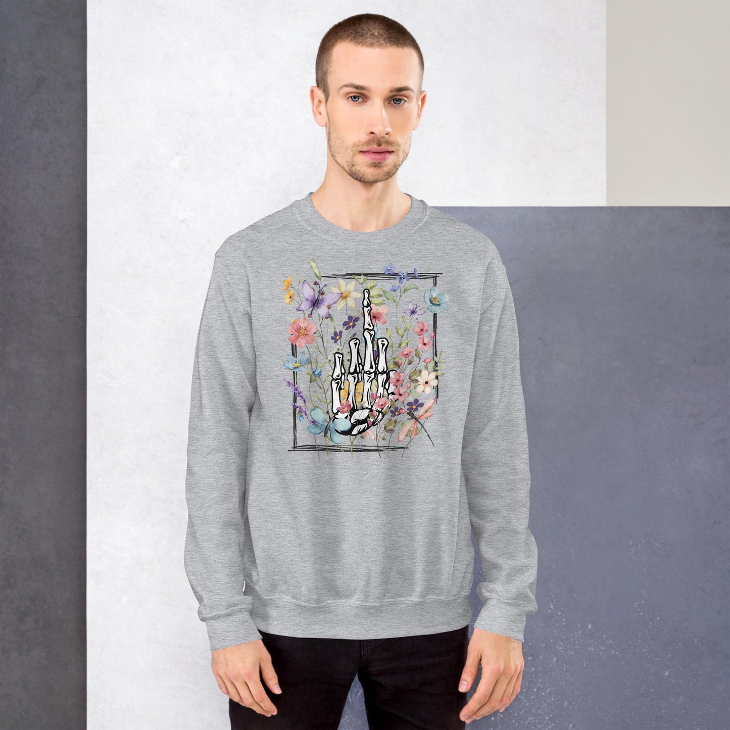 Middle Finger Sweatshirt, Middle finger Flowers Sweatshirts, Skeleton Finger Sweats, Skeleton Shirt, Middle Finger, Halloween Sweatshirt