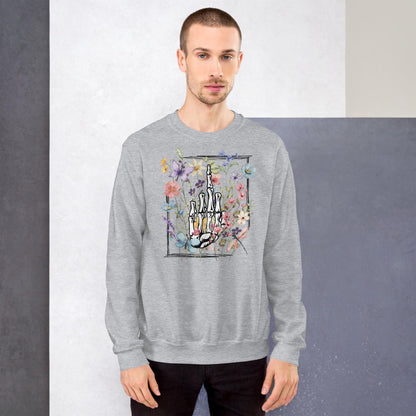 Middle Finger Sweatshirt, Middle finger Flowers Sweatshirts, Skeleton Finger Sweats, Skeleton Shirt, Middle Finger, Halloween Sweatshirt
