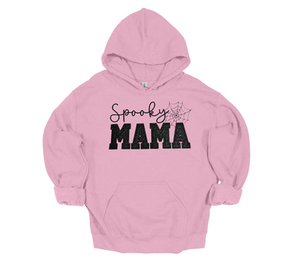 Halloween Hoodie, Sweatshirt with Spooky Mama Glitter Applique, Warm Custom Sweat shirt, Mom Girlfriend Gift