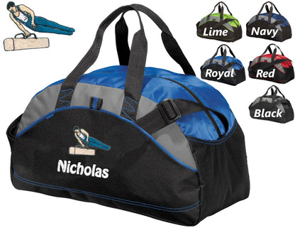 Personalized Kids Gymnastics Duffel Bag Gym Bag School PE Contrast Piping and Stitching Embroidered with Name or Text of Your Choice