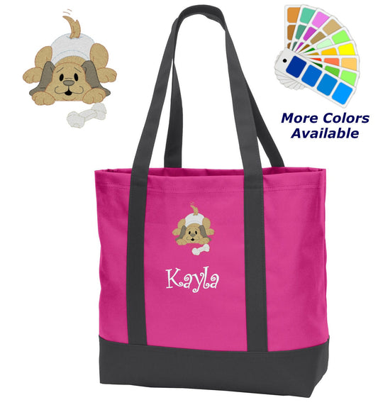 Personalized Diaper Bag, Embroidered Puppy Dog, Bag, Infant Bag, Name of Your Choice, Shower Gift