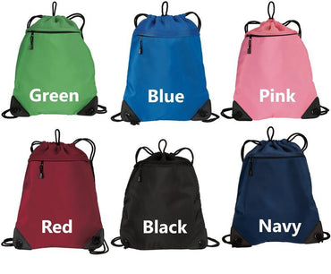 Personalized Cinch Pack, Drawstring Gym School PE, Pool Backpack, Embroidered Pug Dog, Monogrammed Custom Name, Perfect Gift