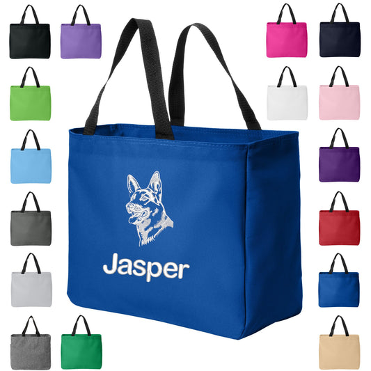 Personalized German Shepherd Tote Bag, Custom Bag, Dog Tote, Groomer Gift, Embroidered Name, Low Price Pet Gift