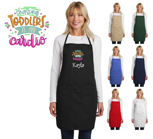 Personalized Mom Apron, Chasing, Embroidered Moms Name, Mothers Day Gift, Kitchen Gift, Monogrammed Mom Cooking Gift, Funny Apron
