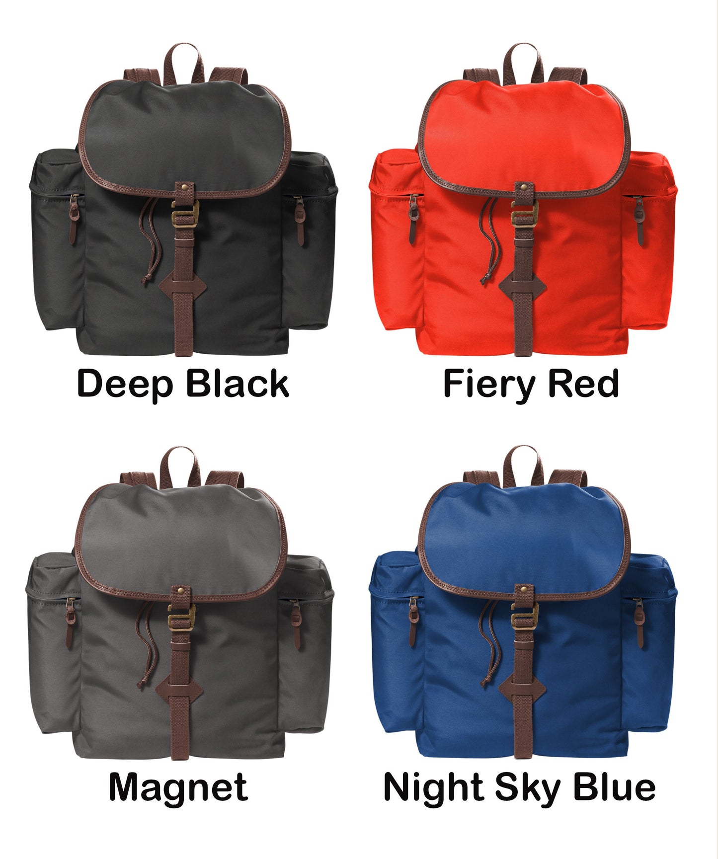 Personalized Retro Backpack, Rucksack Bottle Holder, Embroidered Monogrammed Custom Name, Leather Trim, Perfect College Gift, Student Gift
