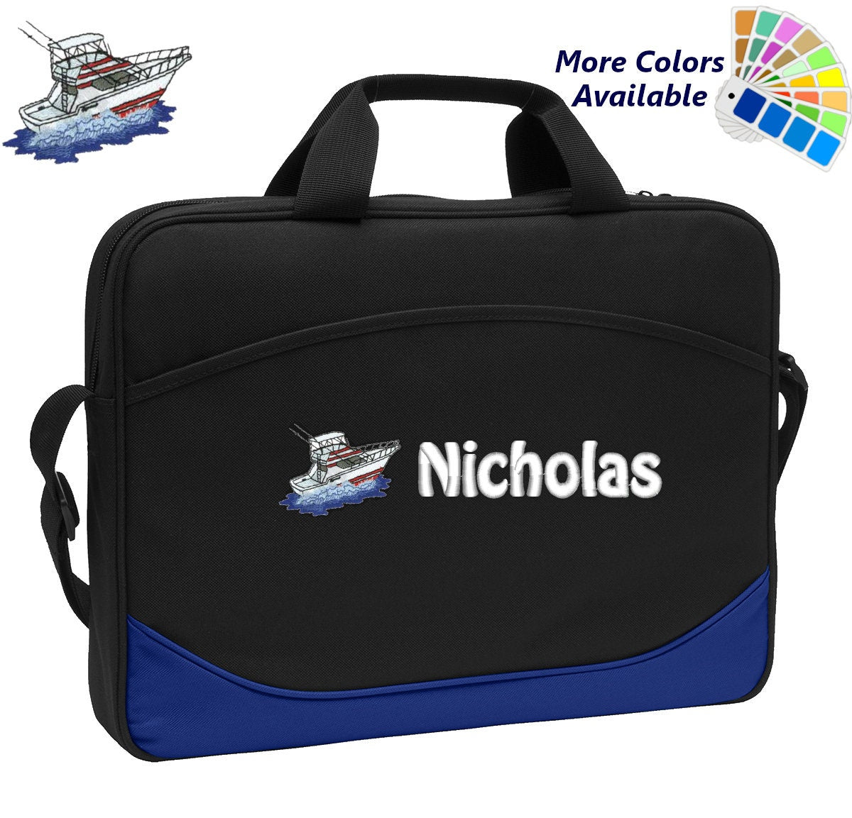 Personalized Computer Laptop Case Sport Fishing Boat Embroidery Design with Your Name Perfect Mom Dad Gift