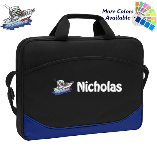 Personalized Computer Laptop Case Sport Fishing Boat Embroidery Design with Your Name Perfect Mom Dad Gift