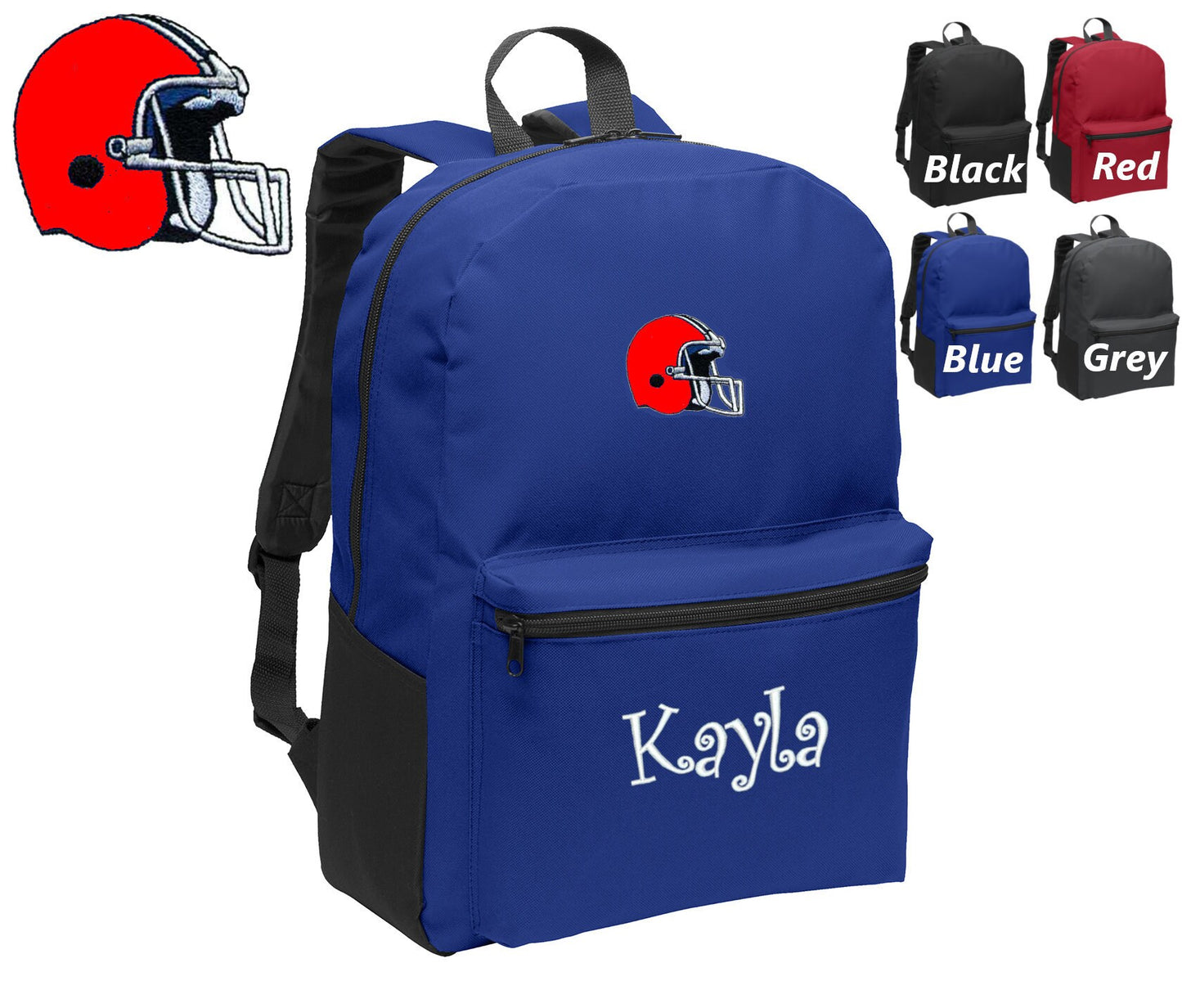 Personalized Kids Backpack Embroidered Football Helmet Monogrammed with Name of Your Choice Perfect Kids School Gift