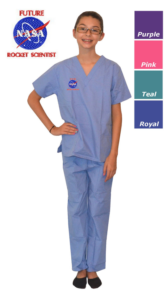 Kids Scrubs with Future Rocket Scientist Embroidery Design