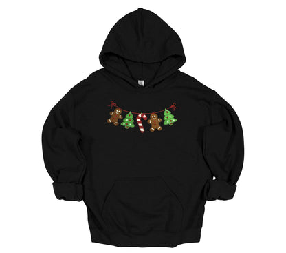 Christmas Hoodie, Sweatshirt with Gingerbread Man Embroidery Design, Warm Custom Sweat shirt, Mom Girlfriend Gift