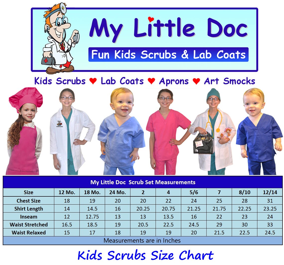 Monogrammed Kids Scrubs with Initials for little Doctors and Nurses