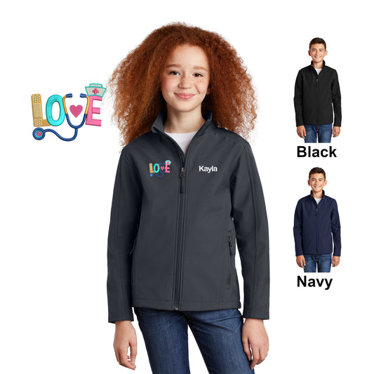 Personalized Kids Nurse Jacket, Love Design, Embroidered Name, Child Coat, Medical Apparel for Children, Pretend Doctor, Warm Soft Shell