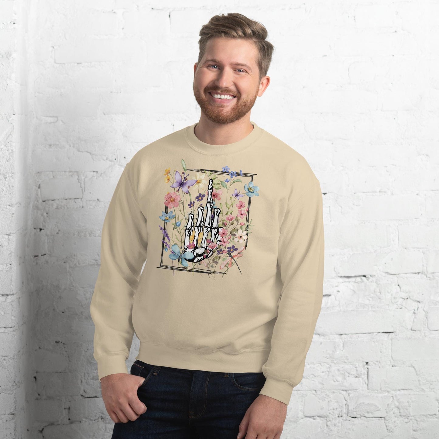 Middle Finger Sweatshirt, Middle finger Flowers Sweatshirts, Skeleton Finger Sweats, Skeleton Shirt, Middle Finger, Halloween Sweatshirt