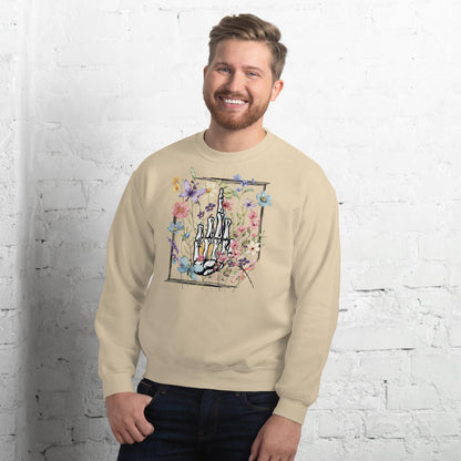 Middle Finger Sweatshirt, Middle finger Flowers Sweatshirts, Skeleton Finger Sweats, Skeleton Shirt, Middle Finger, Halloween Sweatshirt