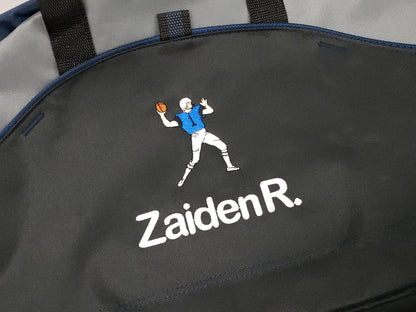 Personalized Kids Duffel Bag, Football Player Design, Gym Bag, School Sports, Contrast Stitching, Embroidered Name, Football Gift