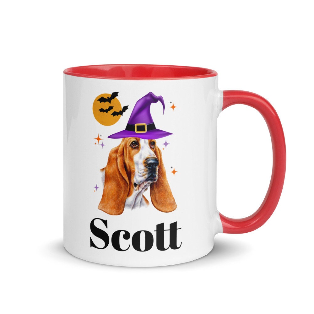 Basset Hound Halloween Mug, Custom Coffee Cup for Basset Hound Mom, Gift for Basset Hound Dad, Basset Hound Gift
