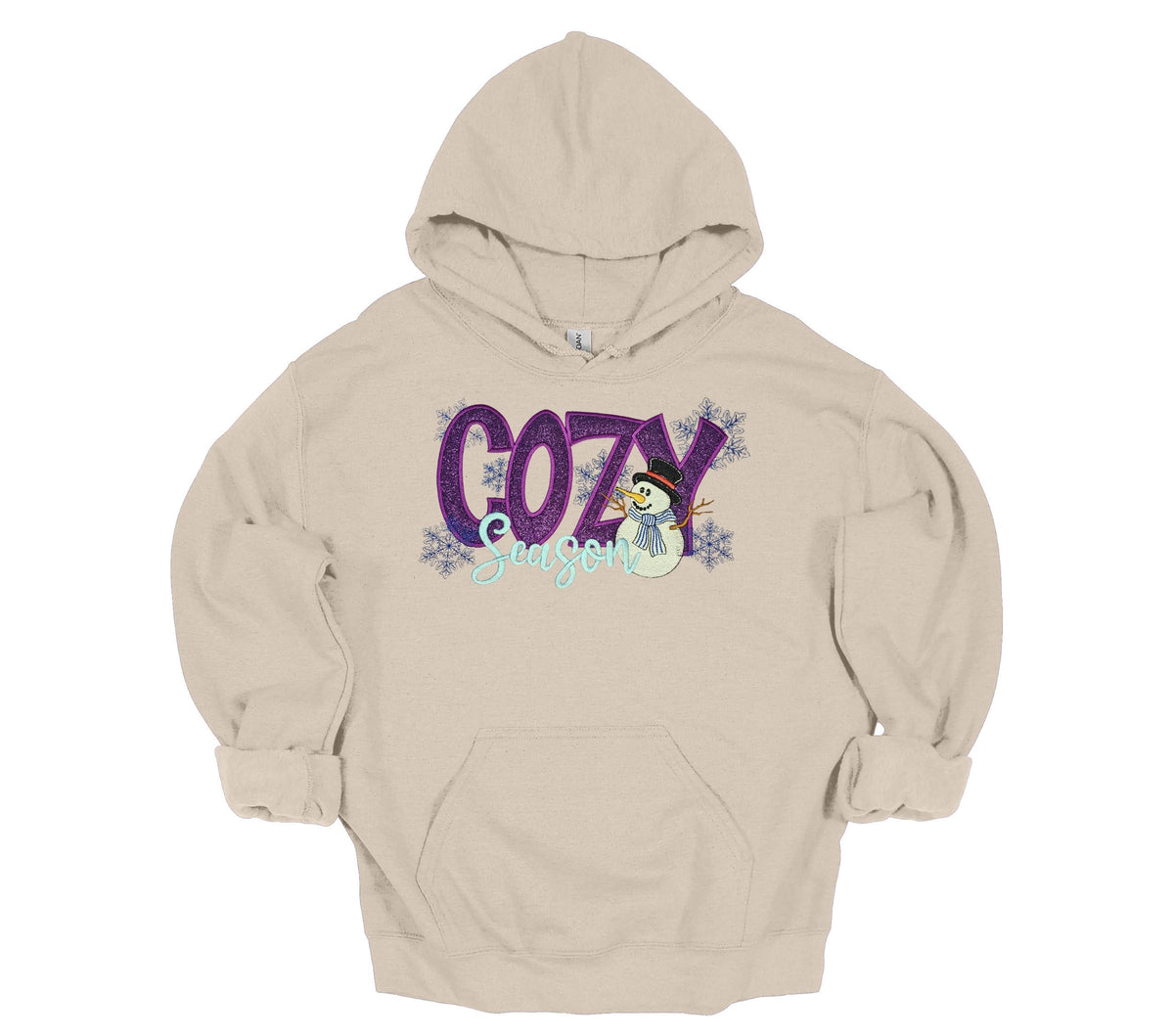 Christmas Hoodie, Sweatshirt with Cozy Season Glitter Applique, Warm Custom Sweat shirt, Mom Girlfriend Gift