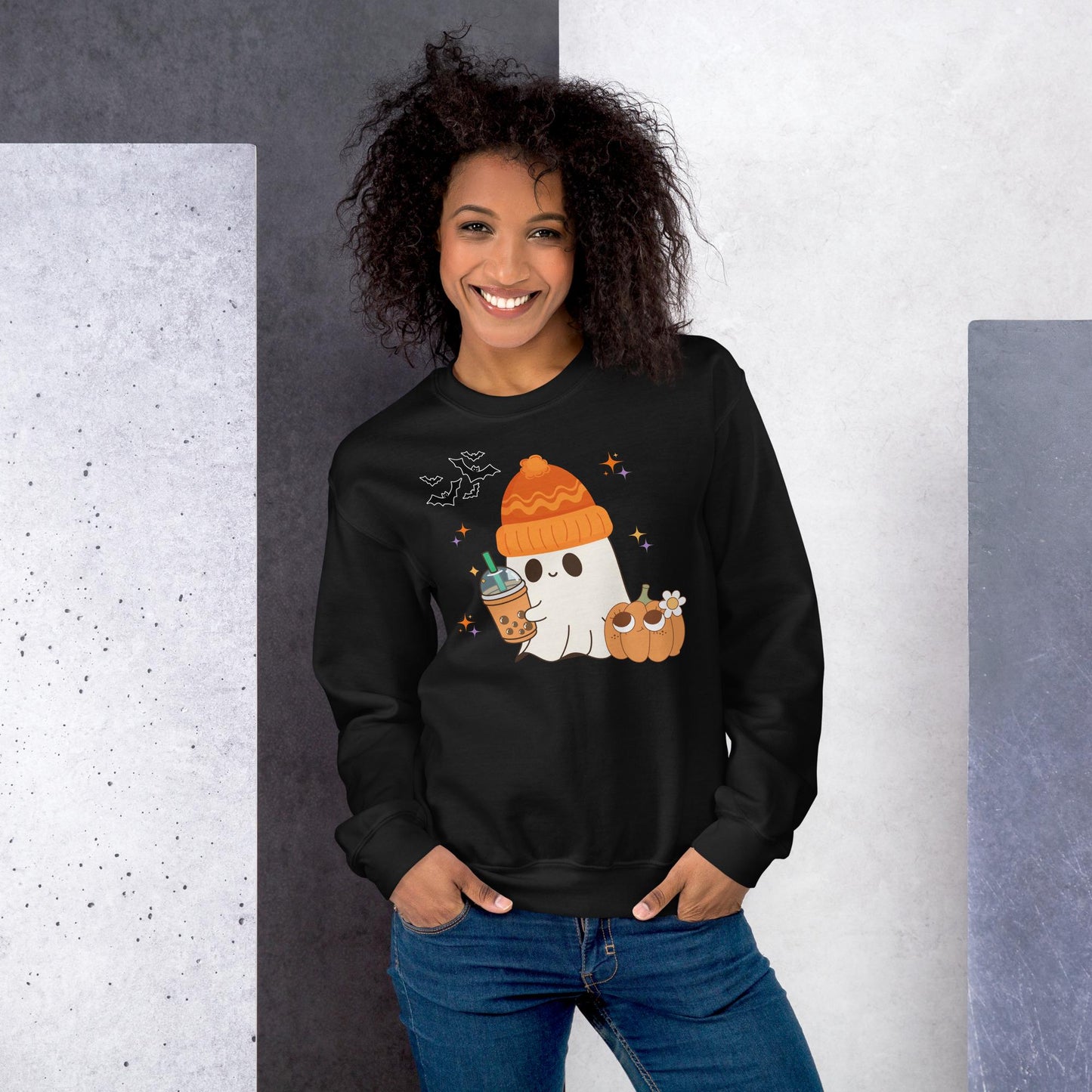 Halloween Ghost Sweatshirt, Cute Ghost Coffee Pumpkin Sweats, Womens Halloween Sweatshirt, Cute Retro Fall Sweats, Spooky Season, Fall Gift