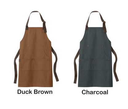 Personalized Apron Cotton Duck Bib, Large Pockets for Tools, Custom Mens Apron, Durable Shop Handyman, Crafts