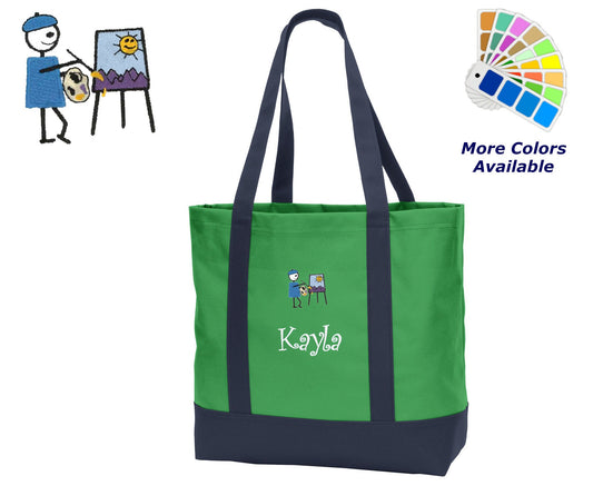 Personalized Artist Tote Bag, Embroidered Name, Artist Art Gift, Art Teacher Gift, Art Class Bag