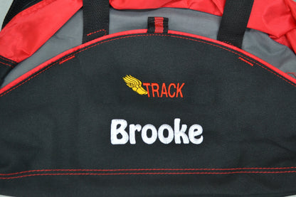 Personalized Kids Track Duffel Bag Gym Bag School PE Contrast Piping and Stitching Embroidered with Name or Text of Your Choice