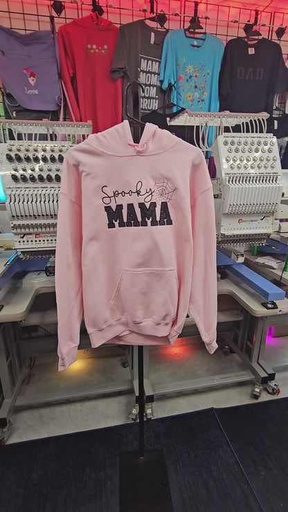 Halloween Hoodie, Sweatshirt with Spooky Mama Glitter Applique, Warm Custom Sweat shirt, Mom Girlfriend Gift