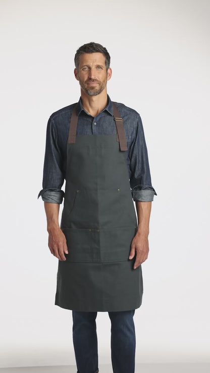 Personalized Apron Cotton Duck Bib, Large Pockets for Tools, Custom Mens Apron, Durable Shop Handyman, Crafts