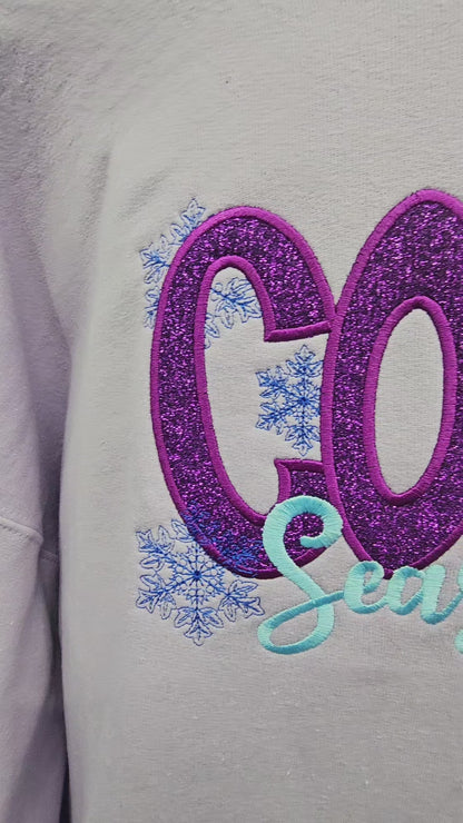Christmas Hoodie, Sweatshirt with Cozy Season Glitter Applique, Warm Custom Sweat shirt, Mom Girlfriend Gift