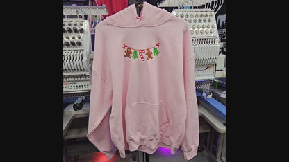 Christmas Hoodie, Sweatshirt with Gingerbread Man Embroidery Design, Warm Custom Sweat shirt, Mom Girlfriend Gift